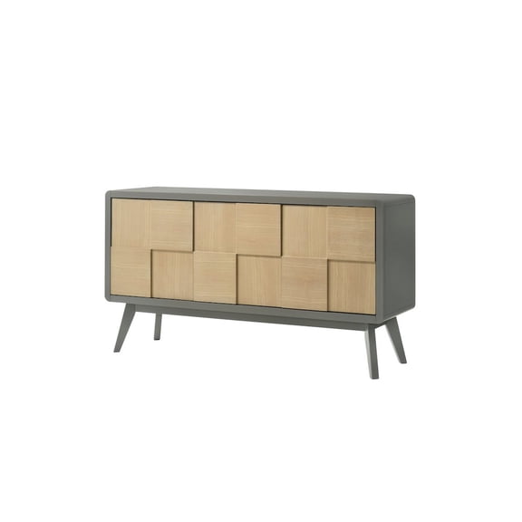ACME Blayde Wood 3-Door Server with Storage in Light Gray and Natural
