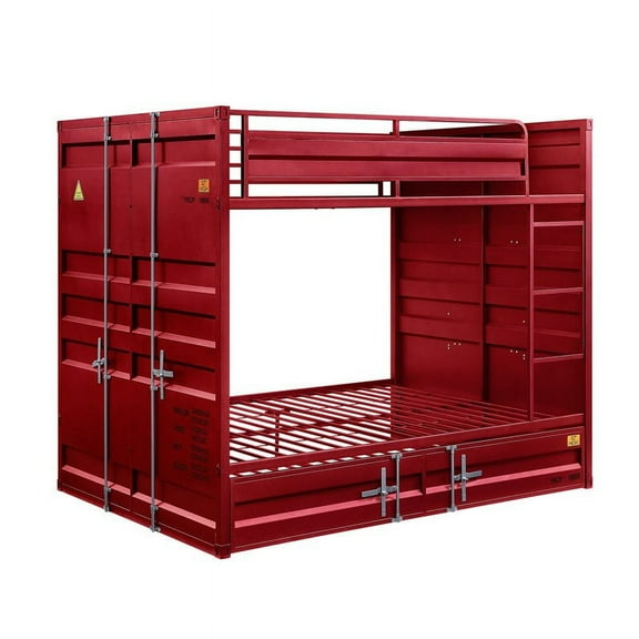 Acme Furniture Cargo Collection Full Over Full Bunk Bed, Red