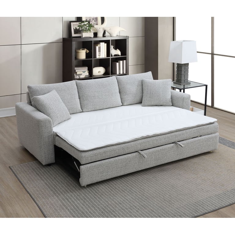 【ポニョ】ADRS Connie sofa wide 2seater ACME Connie Fabric Upholstered Sofa with Sleeper and 2 Pillows in