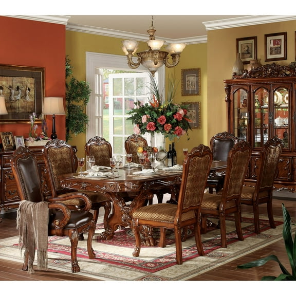 Acme Furniture Dresden 9 Piece Dining Table Set, Brown