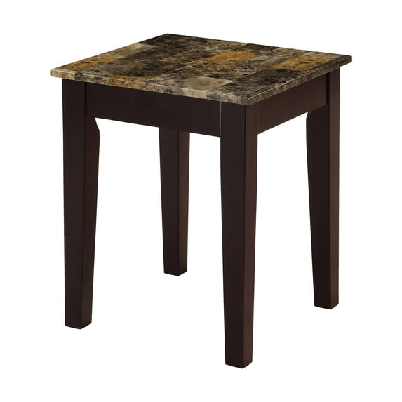 ACME Dusty II 18" Square Faux Marble Top End Table in Light Brown