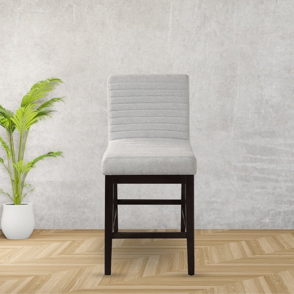 ACME Edwyn Counter Height Chair (Set-2) in Gray Linen & Espresso