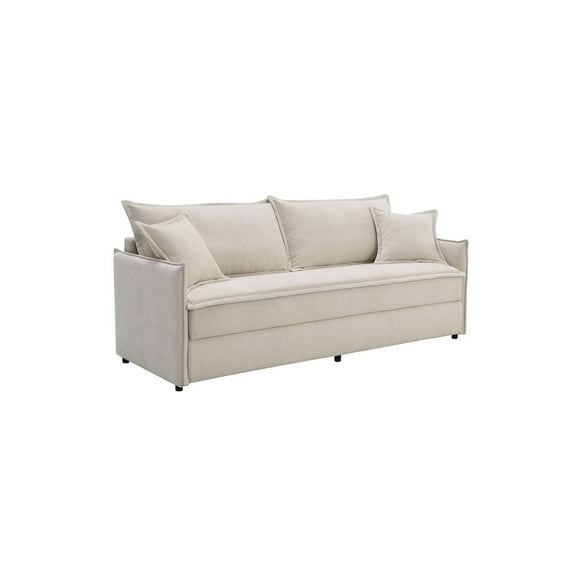 ACME Elisea Wood and Chenille Fabric Upholstered Sofa with Sleeper in Beige