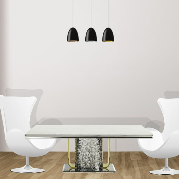 Acme Furniture Furniture Fadri Rectangular Stainless Steel Dining Table in Silver/Gold