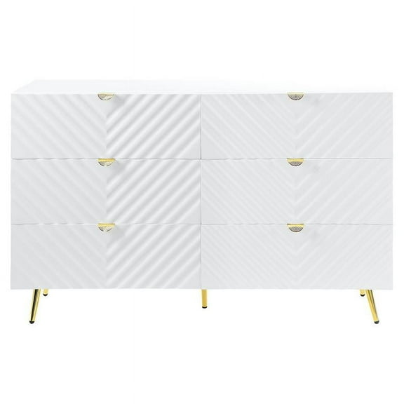Acme Furniture Gaines Dresser, White High Gloss Finish Composite Wood, Metal