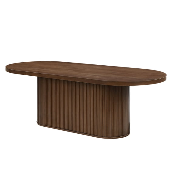ACME Gamarya Contemporary Wood Oval Dining Table with Vertical Pattern in Oak