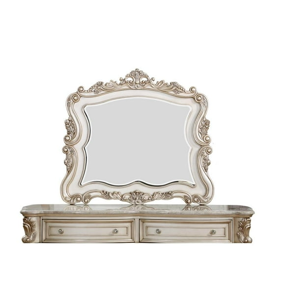 Acme Furniture Gorsedd Mirror, Antique White  (27444)