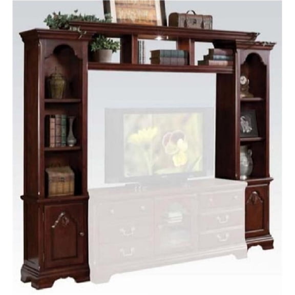 Acme Furniture Hercules Entertainment Center with Shelf Bridge and 2 Side Piers, Cherry Finish