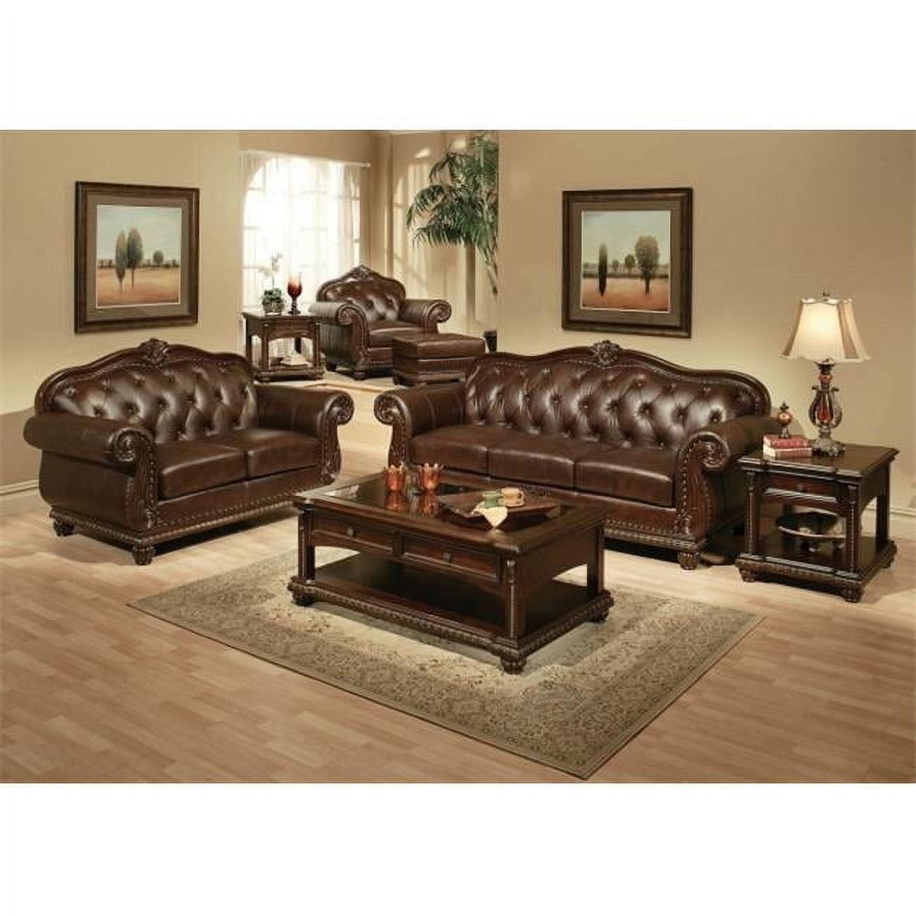 Acme Furniture Industry Anondale Top Grain Leather Sofa in Cherry ...