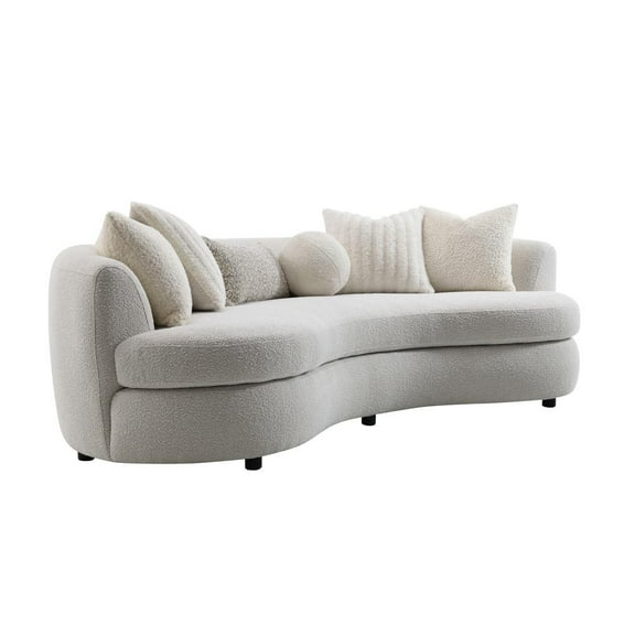 Acme Furniture Iniko Sofa w/6 Pillows, Beige Boucle