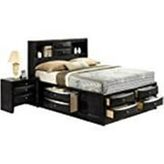Acme Furniture Ireland Queen Bed with Storage in Black Rubberwood, Multiple Sizes