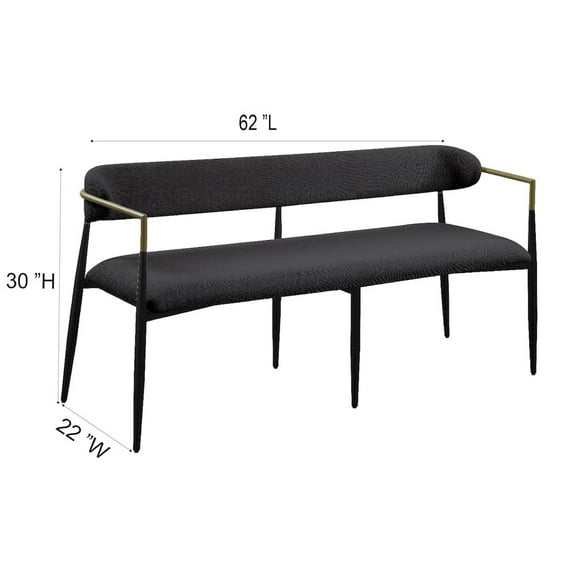 ACME Jaramillo Chenille Fabric Upholstered Bench with Gold Armrest in Black