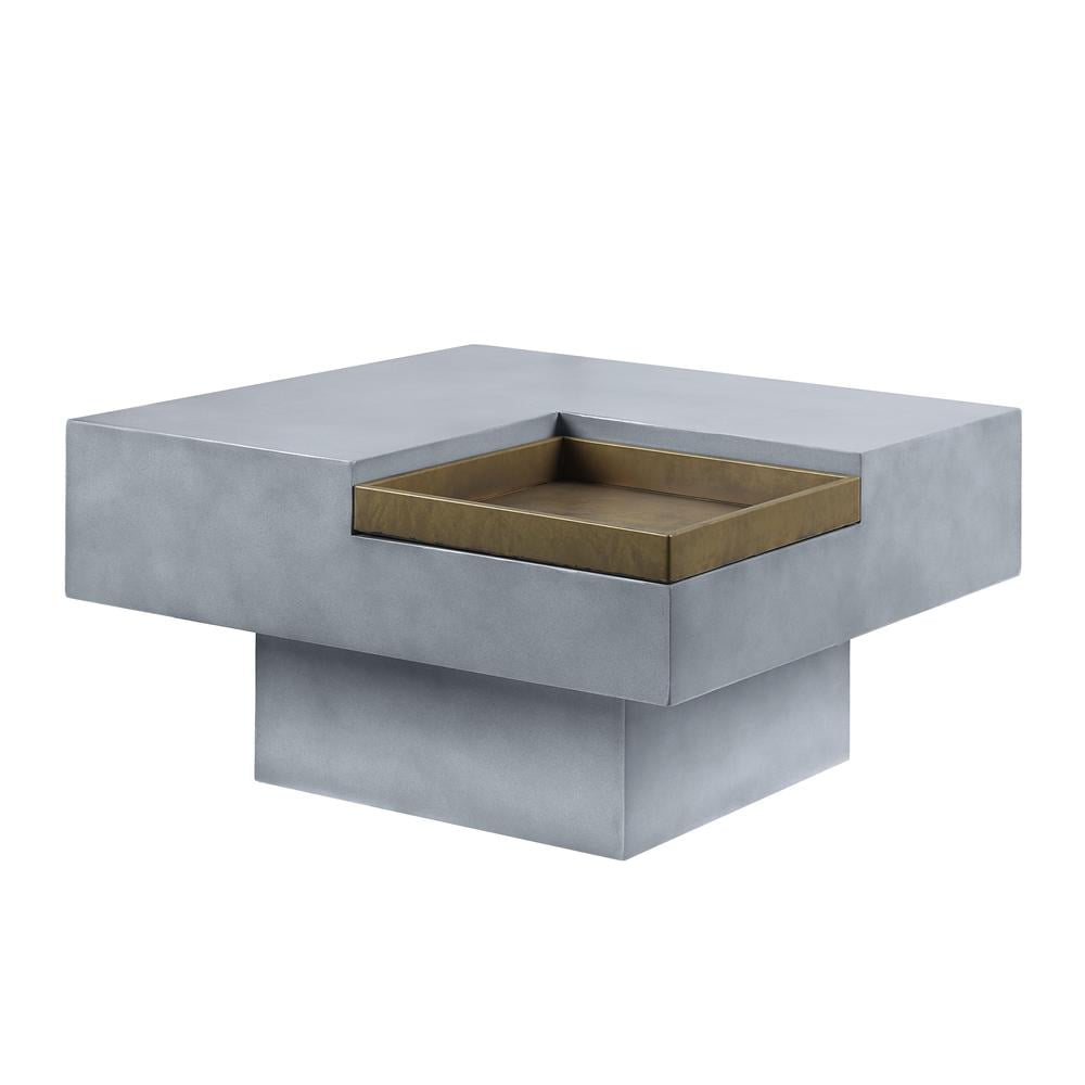 Kailano 32" Weathered Gray Fiber Cement Square Coffee Table