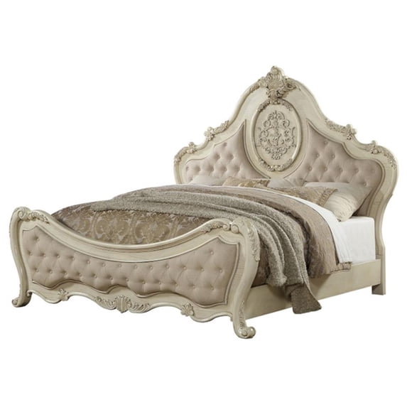 Acme Furniture King Beds Upholstered and Wood Panel with Button Tufting and Florals, Multicolor