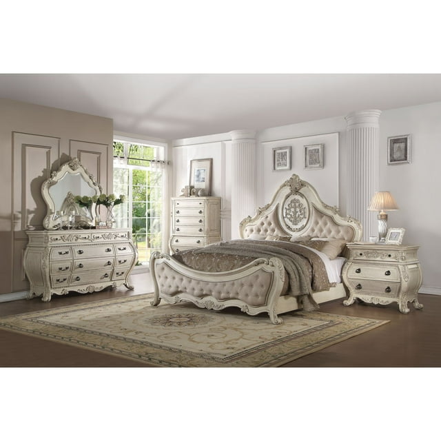 Acme Furniture King Beds Upholstered and Wood Panel with Button Tufting and Florals, Multicolor