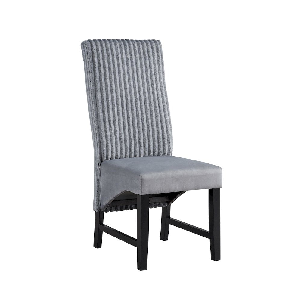ACME Kini Fabric Upholstered Side Chair in Gray & Black (Set of 2)