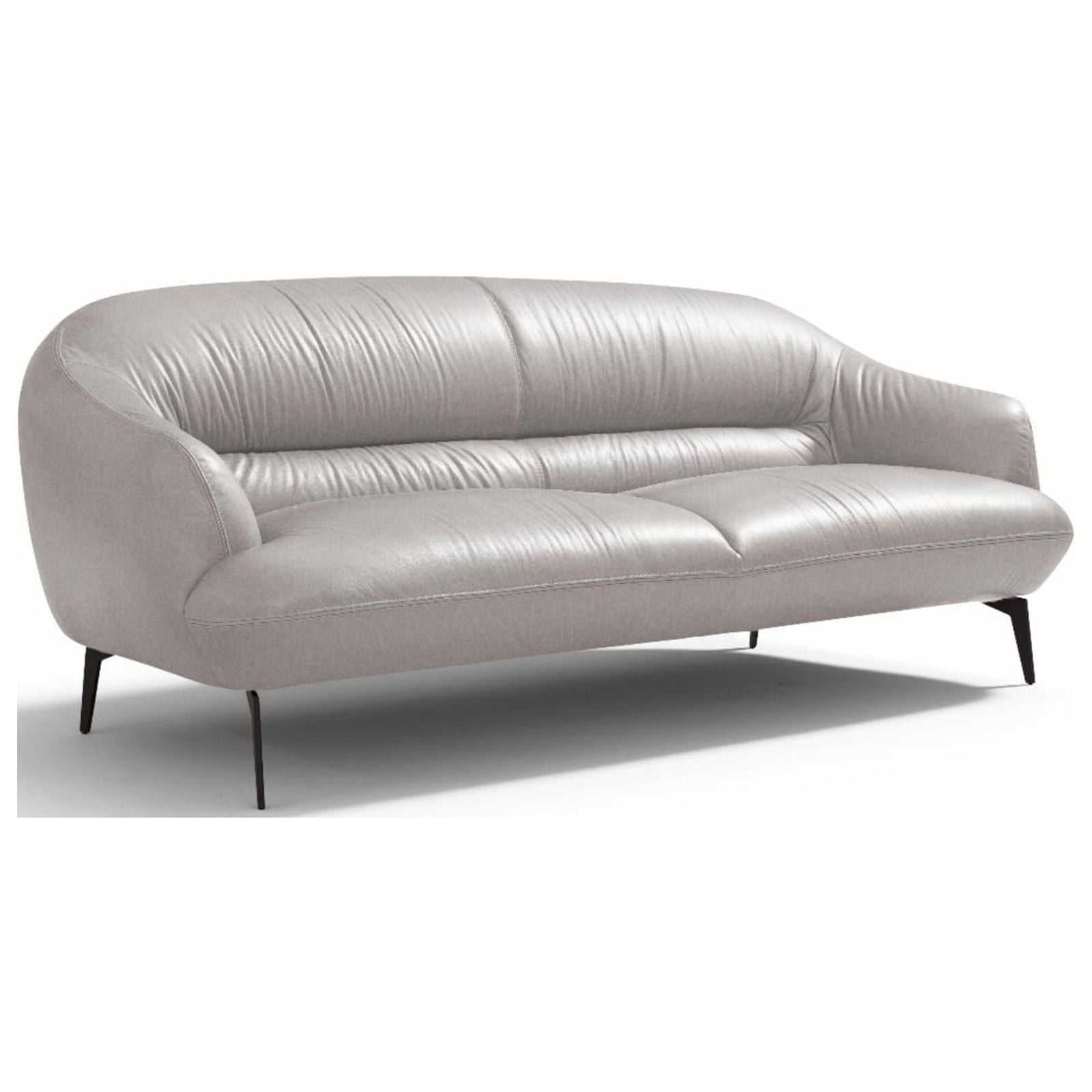 Cognac Leather Sloped Armrests 88'' Sofa with Metal Legs