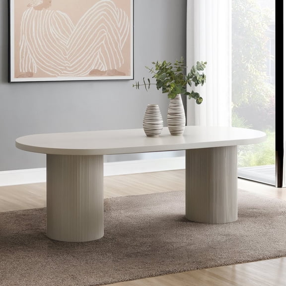 ACME Laela Contemporary Wood Oval Dining Table in Bone White