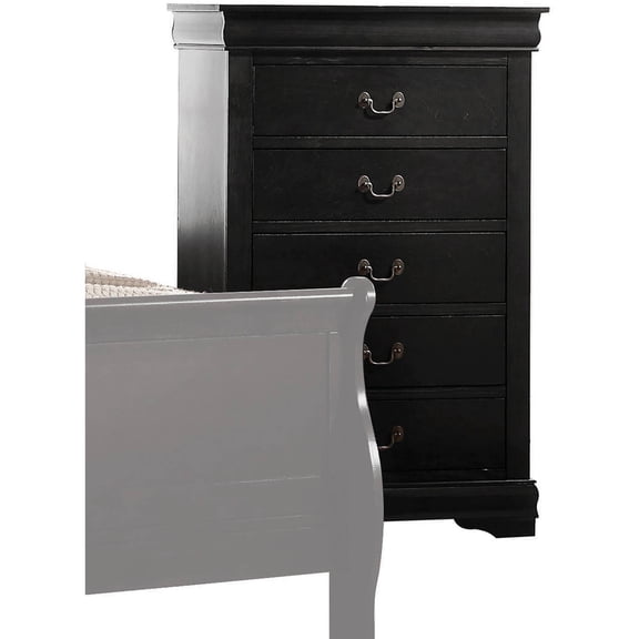 Acme Furniture Louis Philippe Chest with Five Drawers, Black