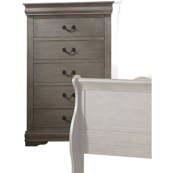 Acme Furniture Louis Philippe Chest with Five Drawers, Gray