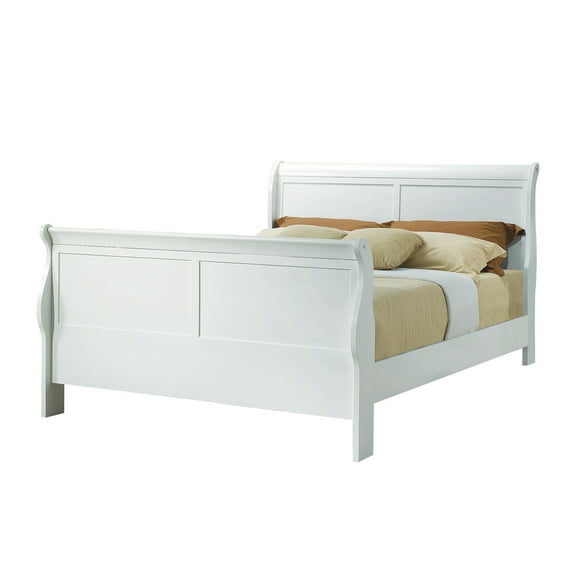 Acme Furniture Louis Philippe III Sleigh Bed in White, Queen