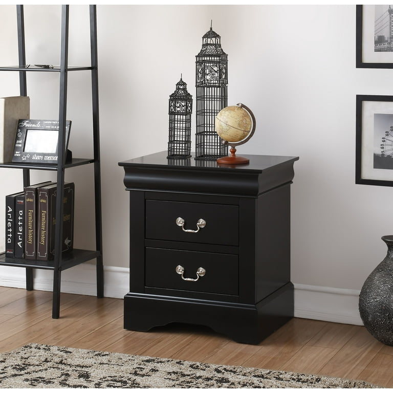 Acme Furniture Louis Phillipe III 2-Drawer Nightstand, Black