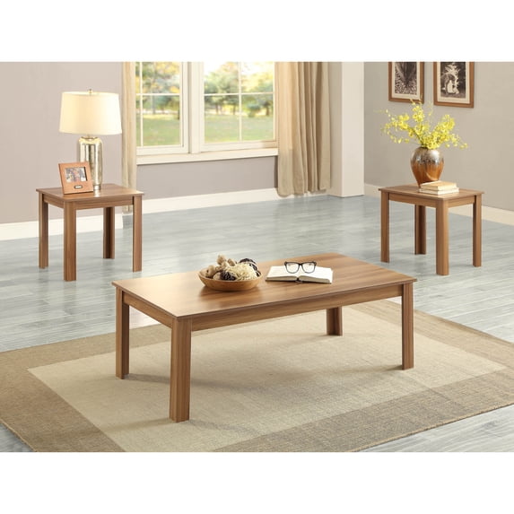 ACME Malena 3 Piece Pack Coffee End Table Set, Oak