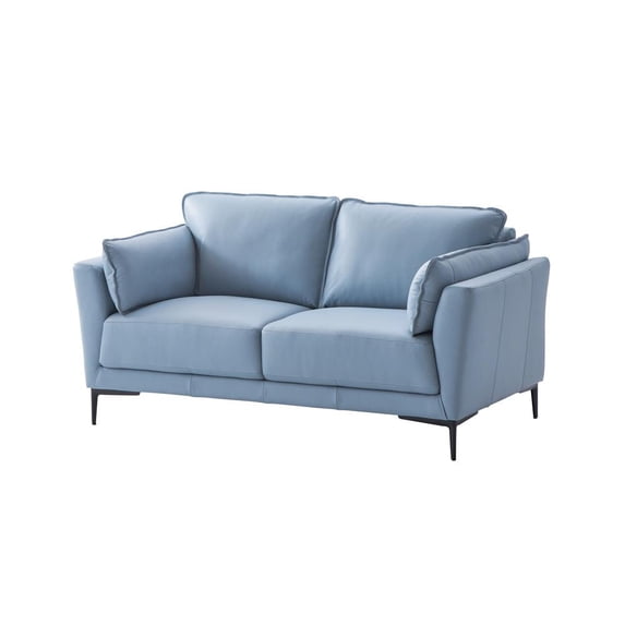 Acme Furniture Mesut Leather Upholstered Loveseat in Light Blue and Black