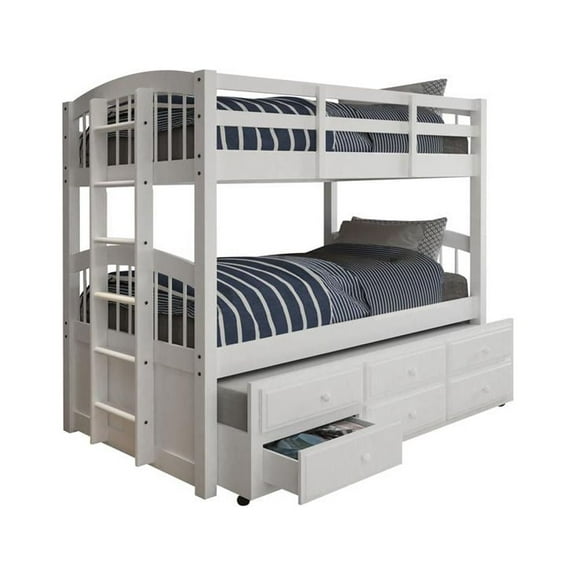 Acme Furniture Micah Twin/Twin Bunk Bed & Trundle, White (1Set/2Ctn)
