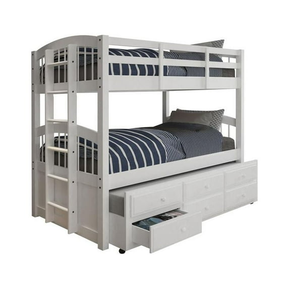 Acme Furniture Micah Twin/Twin Bunk Bed & Trundle, White (1Set/2Ctn)