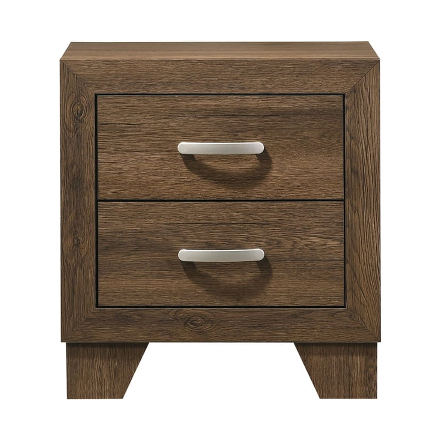 Miquell Oak 2-Drawer Wooden Nightstand