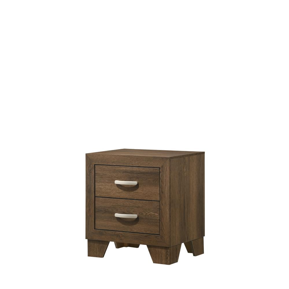 Miquell Oak 2-Drawer Wooden Nightstand