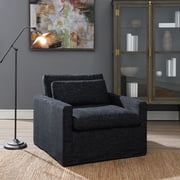 ACME Naveen Fabric Upholstered Swivel Chair with Pillow in Dark Gray