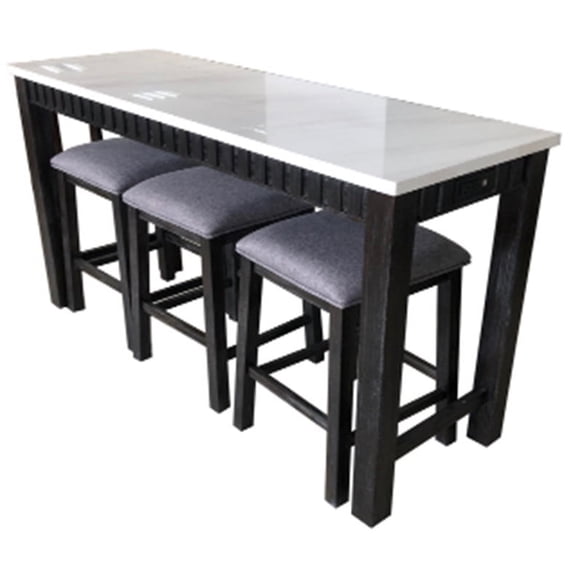 Acme Furniture Necalli 4 Piece Adult Transitional Wood Space Saving Dining Table with Chair Espresso