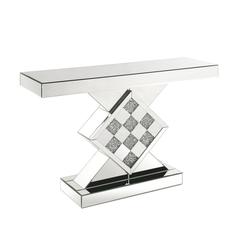 Acme Noralie Mirrored & Faux Diamonds Console Table