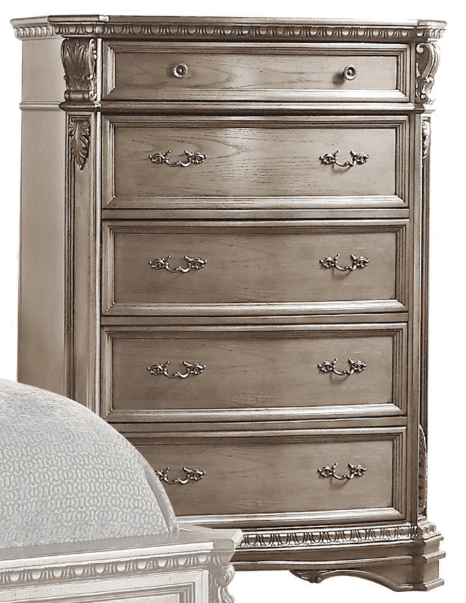Elegant Gray 45" Antique Silver Chest with Dovetail Drawers