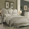 thumbnail image 1 of Acme Furniture Queen Button Tufted Traditional Velvet Sleigh Beds, Bone White, 1 of 7