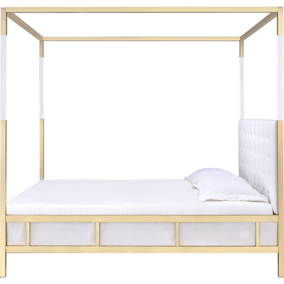 White PU and Gold Bed, Queen