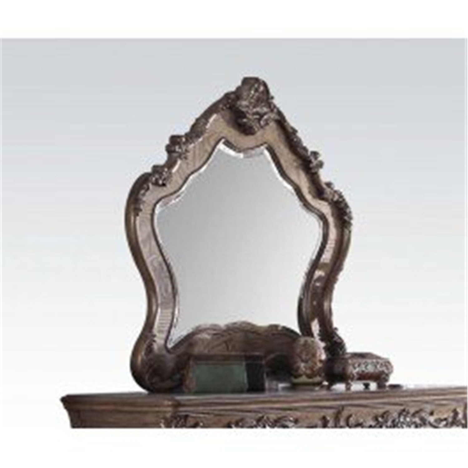 Vintage Oak Arched Floral Wood Mirror