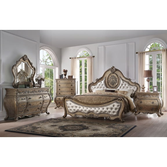 Acme Furniture Ragenardus Queen Bed, PU & Vintage Oak