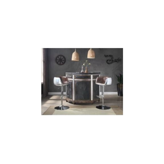 Acme Furniture Rahma Bar Table in Antique Ebony Top Grain Leather Dining room furniture