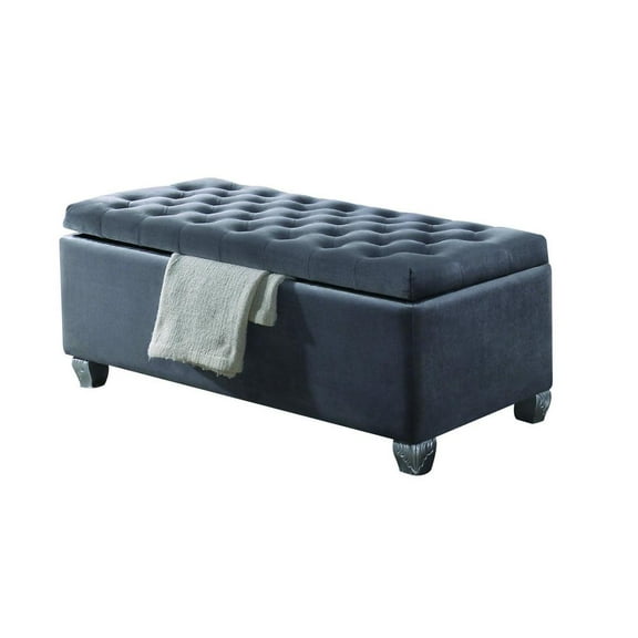ACME Rebekah Fabric Tufted Upholstered Bench with Storage in Gray