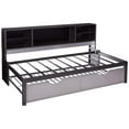 thumbnail image 1 of Acme Furniture Renell Twin Bed with Bookcase & Trundle, Black & Silver, 1 of 6