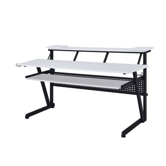 ACME Saida MDF Wood and Metal Rectangular Music Desk in White and Black