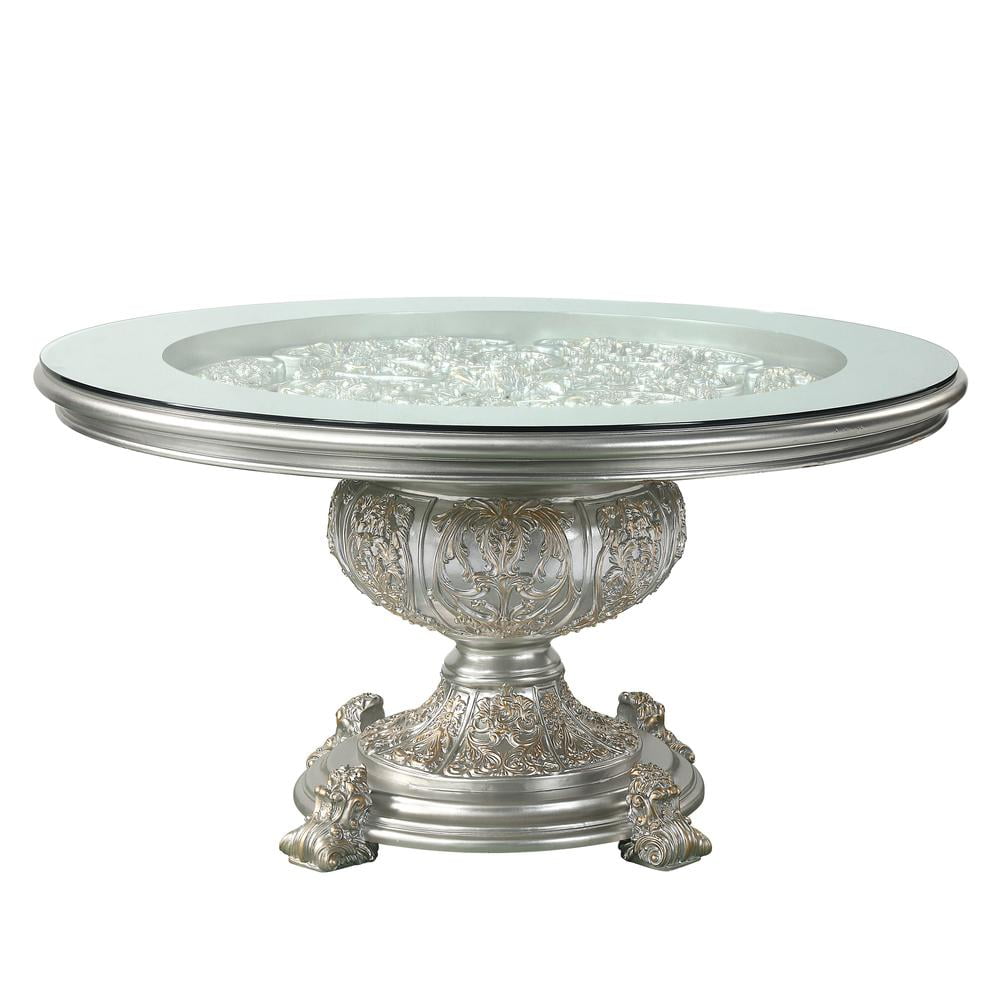 Acme Furniture Sandoval 60 in Round Dining Table, Champagne