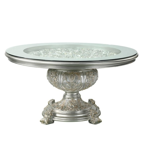 Acme Furniture Sandoval 60 in Round Dining Table, Champagne