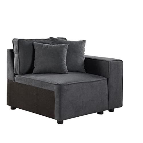 Silvester Gray Fabric Modular Right Facing Chair with Pillows