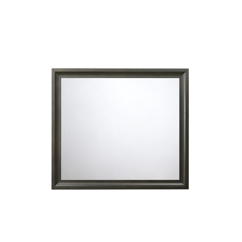 Antique Gray Rectangular Wood Framed Mirror