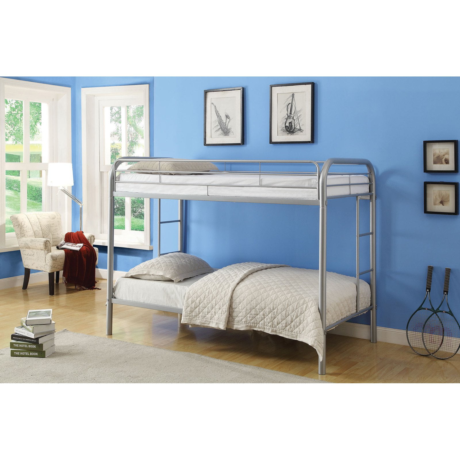 ACME Furniture Thomas Metal Twin over Twin Bunk Bed in Silver