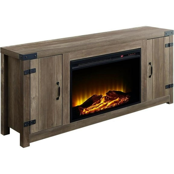Acme Furniture Tobias Freestanding Electric Fireplace in Rustic Oak Finish